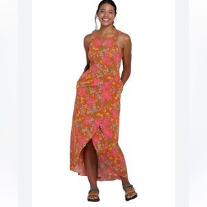 Toad&Co Floral Maxi Dress in Pink and Orange